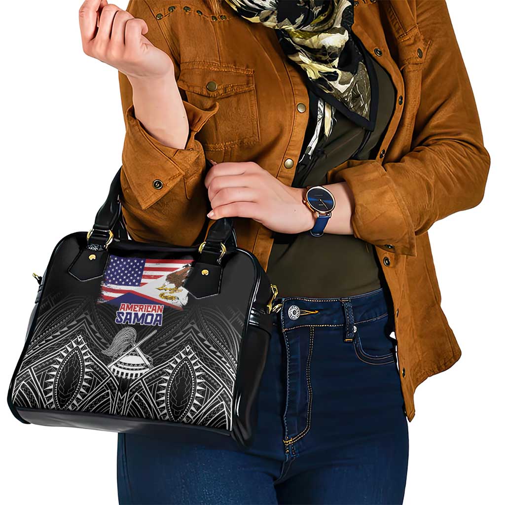 American Samoa Flag Day Shoulder Handbag Bald Eagle With Polynesian Pattern