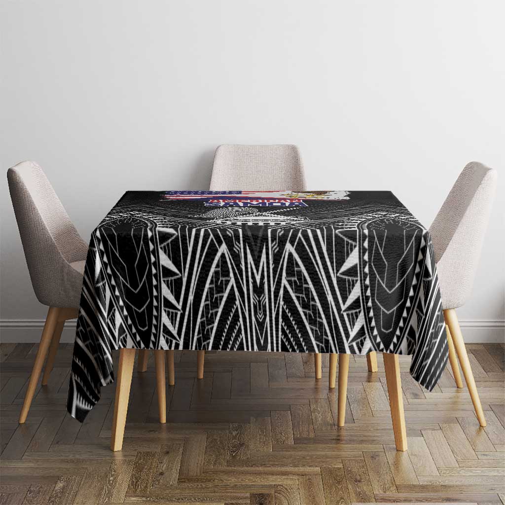 American Samoa Flag Day Tablecloth Bald Eagle With Polynesian Pattern