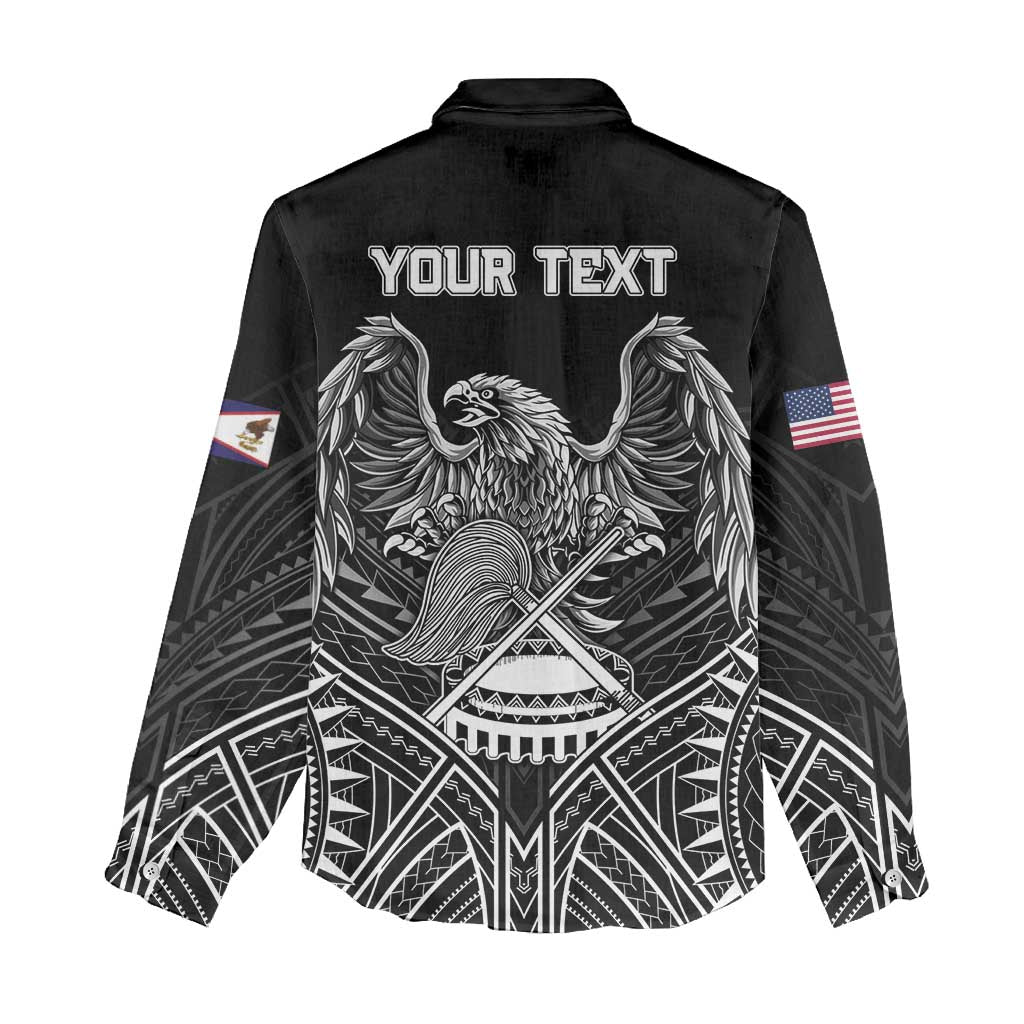 American Samoa Flag Day Women Casual Shirt Bald Eagle With Polynesian Pattern
