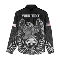 American Samoa Flag Day Women Casual Shirt Bald Eagle With Polynesian Pattern