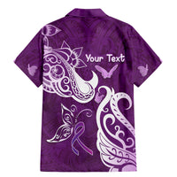 Personalised Fibromyalgia Awareness Family Matching Mermaid Dress and Hawaiian Shirt Polynesian Purple Ribbon LT05 - Polynesian Pride