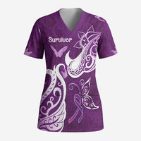 Personalised Fibromyalgia Awareness Scrub Top Polynesian Purple Ribbon LT05 Adult Purple - Polynesian Pride