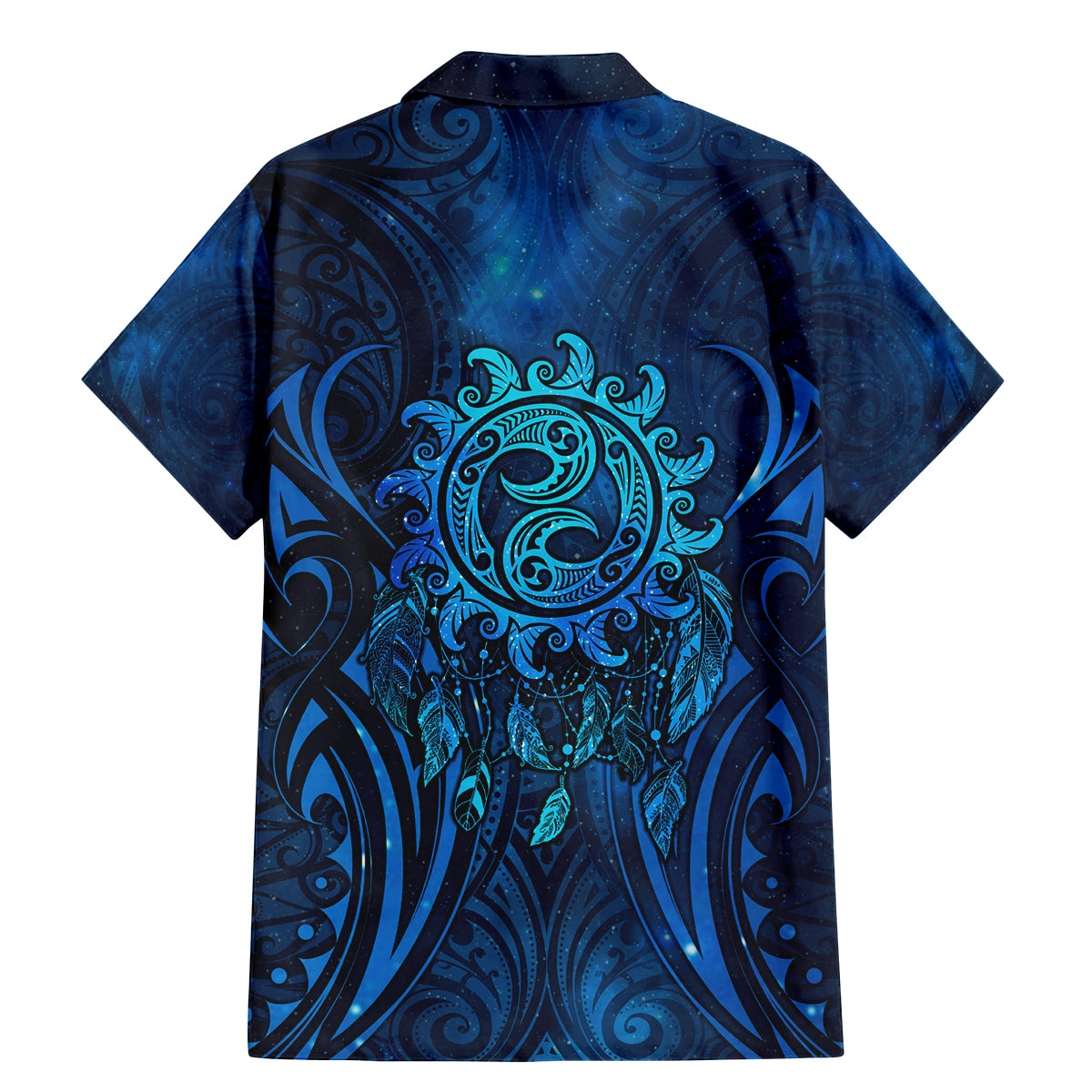 New Zealand Dream Catcher Family Matching Mermaid Dress and Hawaiian Shirt Maori Koru Pattern Blue Version LT05 - Polynesian Pride