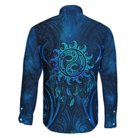 New Zealand Dream Catcher Family Matching Mermaid Dress and Hawaiian Shirt Maori Koru Pattern Blue Version LT05 - Polynesian Pride