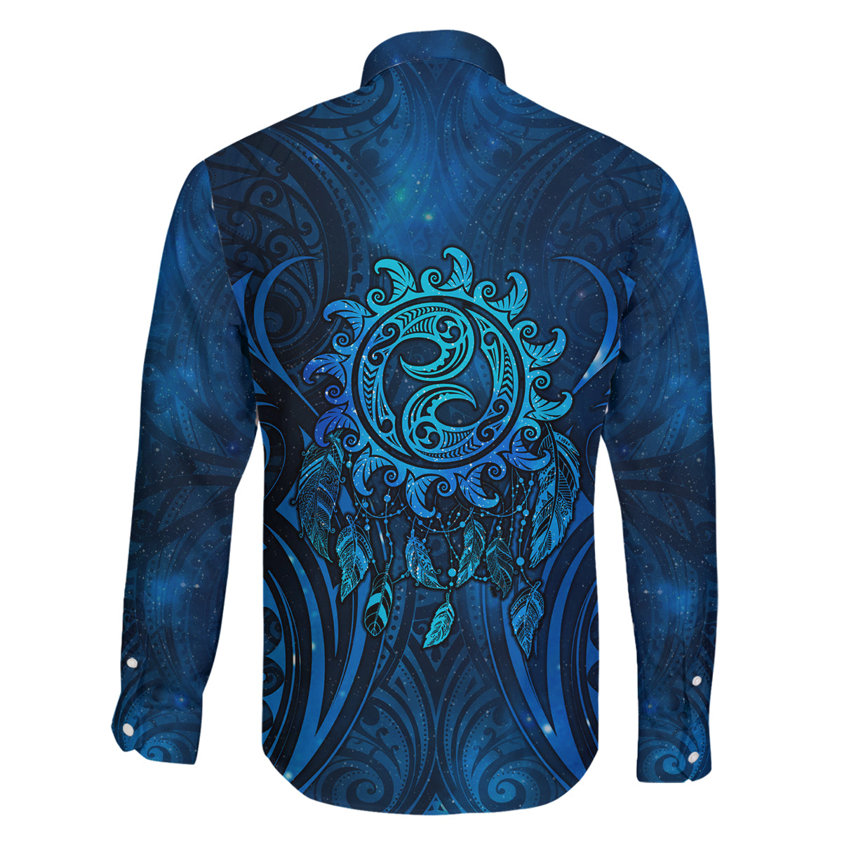 New Zealand Dream Catcher Family Matching Off Shoulder Maxi Dress and Hawaiian Shirt Maori Koru Pattern Blue Version LT05 - Polynesian Pride