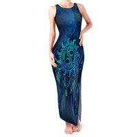 New Zealand Dream Catcher Family Matching Tank Maxi Dress and Hawaiian Shirt Maori Koru Pattern Blue Version LT05 Mom's Dress Blue - Polynesian Pride
