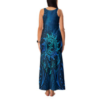 New Zealand Dream Catcher Family Matching Tank Maxi Dress and Hawaiian Shirt Maori Koru Pattern Blue Version LT05 - Polynesian Pride