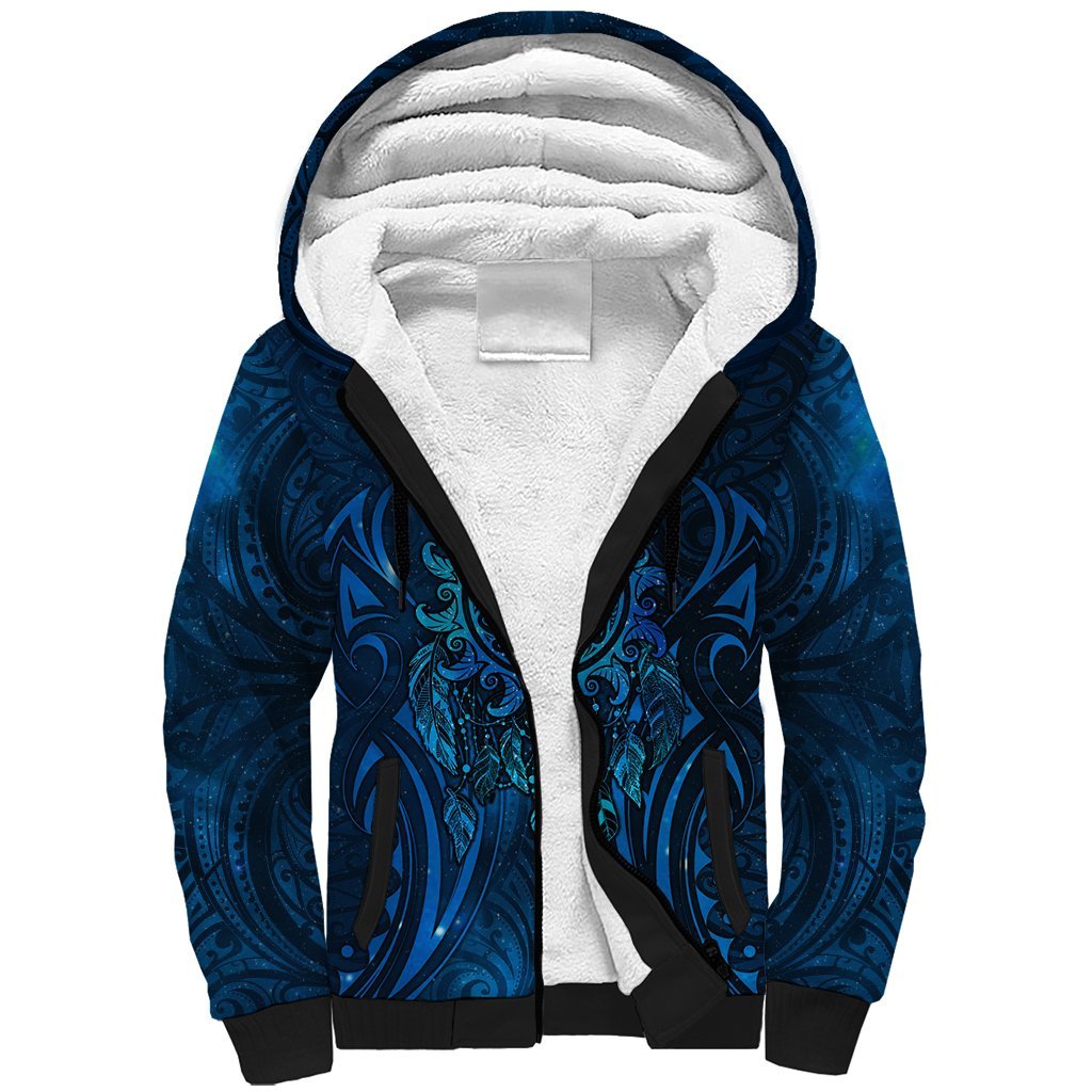 New Zealand Dream Catcher Sherpa Hoodie Maori Koru Pattern Blue Version LT05 Unisex Blue - Polynesian Pride