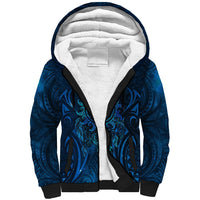 New Zealand Dream Catcher Sherpa Hoodie Maori Koru Pattern Blue Version LT05 Unisex Blue - Polynesian Pride