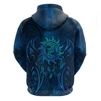 New Zealand Dream Catcher Zip Hoodie Maori Koru Pattern Blue Version LT05 - Polynesian Pride