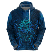 New Zealand Dream Catcher Zip Hoodie Maori Koru Pattern Blue Version LT05 - Polynesian Pride