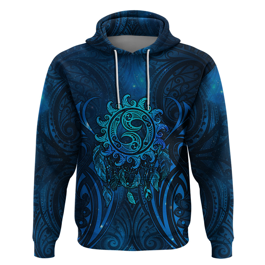New Zealand Dream Catcher Zip Hoodie Maori Koru Pattern Blue Version LT05 Pullover Hoodie Blue - Polynesian Pride