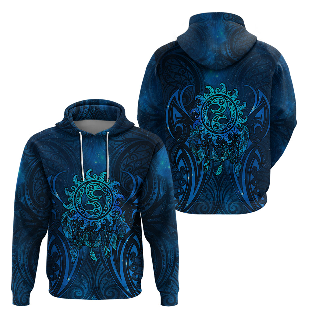 New Zealand Dream Catcher Zip Hoodie Maori Koru Pattern Blue Version LT05 - Polynesian Pride