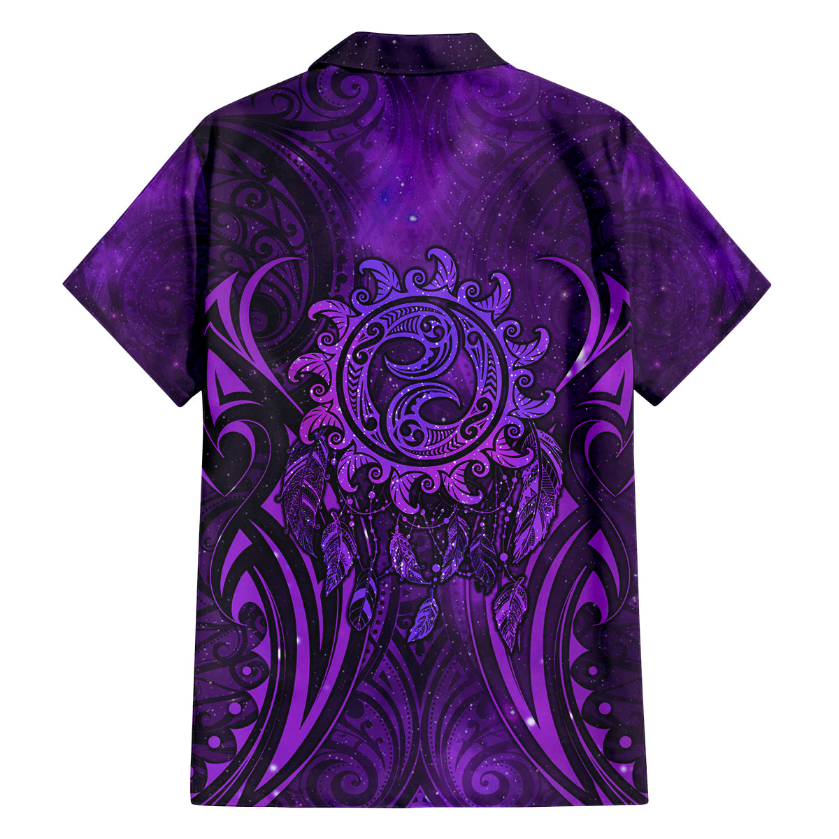 New Zealand Dream Catcher Family Matching Off Shoulder Short Dress and Hawaiian Shirt Maori Koru Pattern Purple Version LT05 - Polynesian Pride