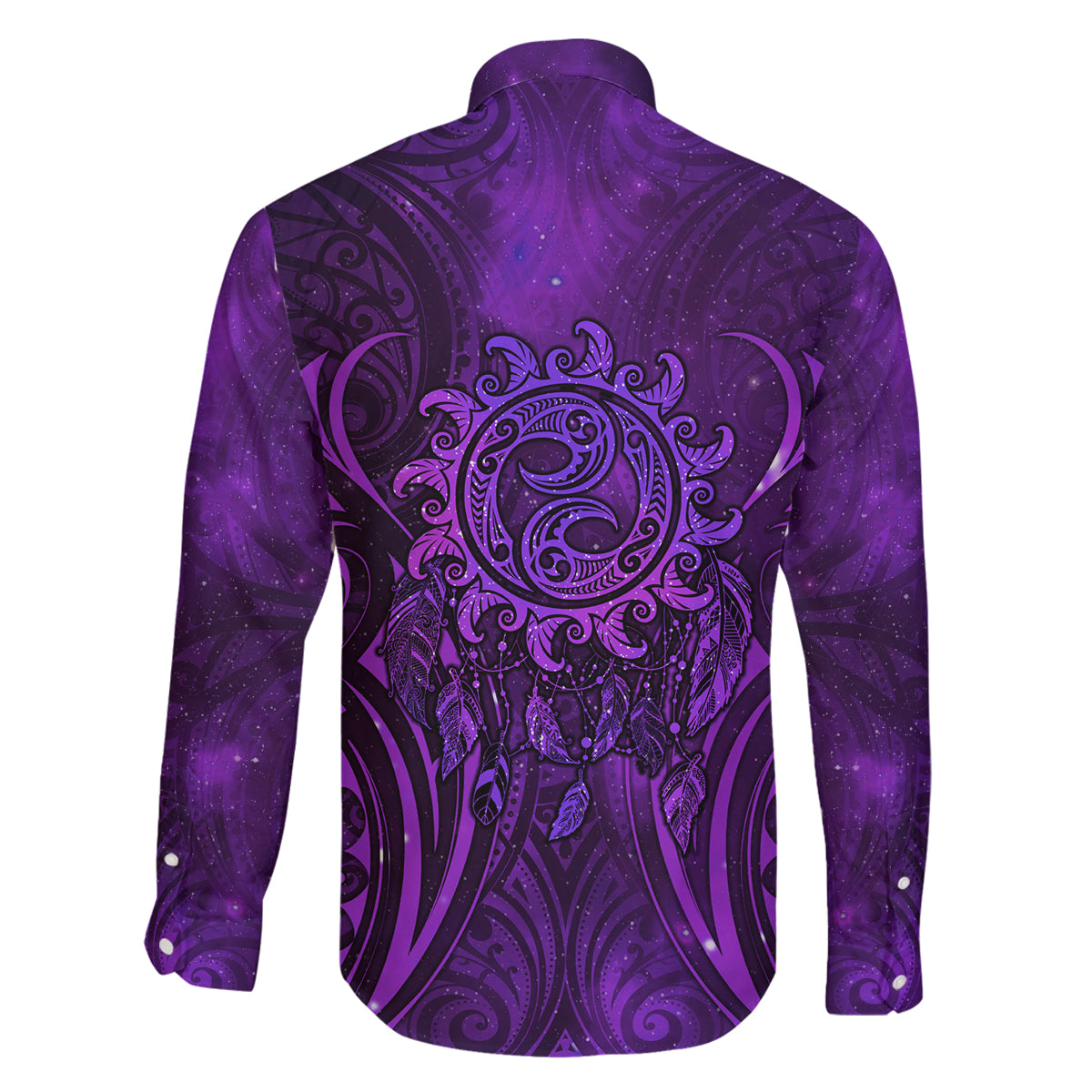 New Zealand Dream Catcher Family Matching Off Shoulder Short Dress and Hawaiian Shirt Maori Koru Pattern Purple Version LT05 - Polynesian Pride