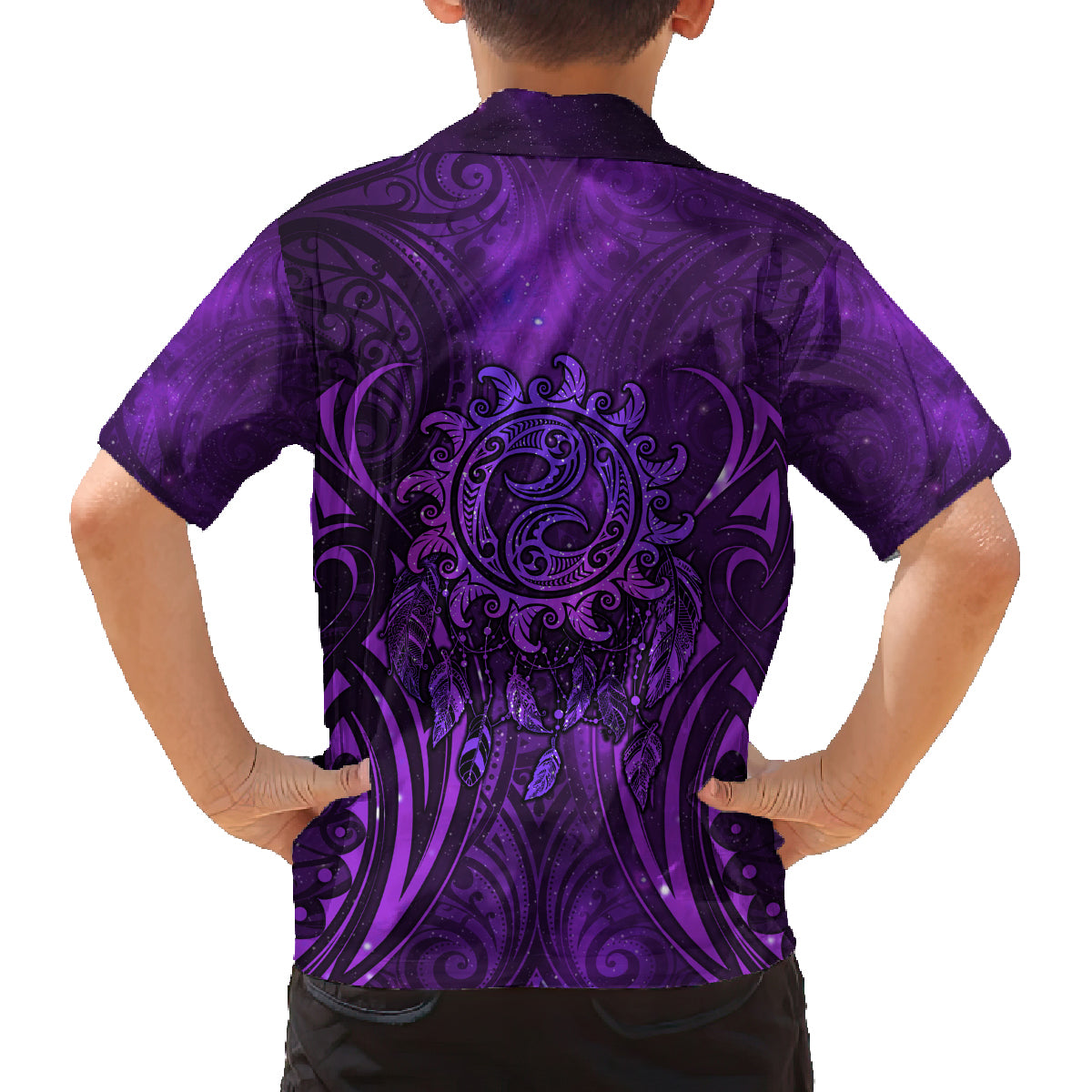 New Zealand Dream Catcher Family Matching Summer Maxi Dress and Hawaiian Shirt Maori Koru Pattern Purple Version LT05 - Polynesian Pride