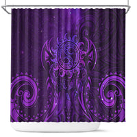 New Zealand Dream Catcher Shower Curtain Maori Koru Pattern Purple Version