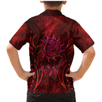 New Zealand Dream Catcher Family Matching Mermaid Dress and Hawaiian Shirt Maori Koru Pattern Red Version LT05 - Polynesian Pride