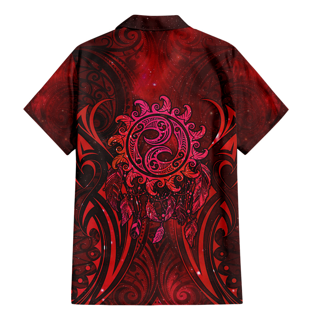 New Zealand Dream Catcher Family Matching Mermaid Dress and Hawaiian Shirt Maori Koru Pattern Red Version LT05 - Polynesian Pride