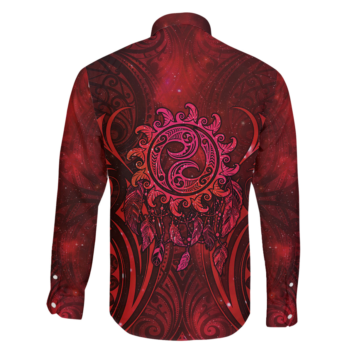 New Zealand Dream Catcher Family Matching Off Shoulder Maxi Dress and Hawaiian Shirt Maori Koru Pattern Red Version LT05 - Polynesian Pride