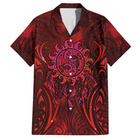New Zealand Dream Catcher Family Matching Puletasi and Hawaiian Shirt Maori Koru Pattern Red Version LT05 Dad's Shirt - Short Sleeve Red - Polynesian Pride
