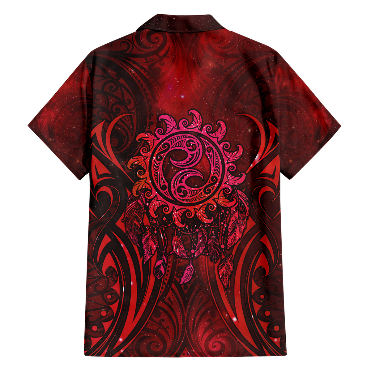 New Zealand Dream Catcher Family Matching Short Sleeve Bodycon Dress and Hawaiian Shirt Maori Koru Pattern Red Version LT05 - Polynesian Pride