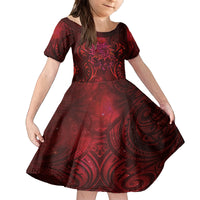 New Zealand Dream Catcher Family Matching Summer Maxi Dress and Hawaiian Shirt Maori Koru Pattern Red Version LT05 Daughter's Dress Red - Polynesian Pride