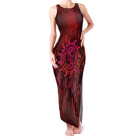 New Zealand Dream Catcher Family Matching Tank Maxi Dress and Hawaiian Shirt Maori Koru Pattern Red Version LT05 Mom's Dress Red - Polynesian Pride