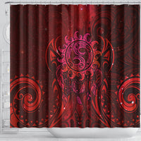 New Zealand Dream Catcher Shower Curtain Maori Koru Pattern Red Version LT05 - Polynesian Pride