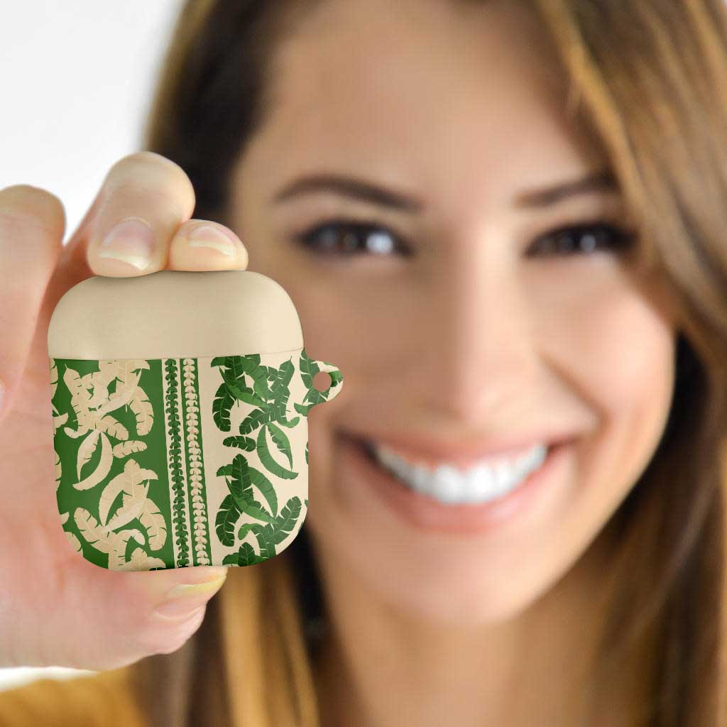 Hawaii Pua Kenikeni Lei AirPods Case With Lau Maia Green LT05 - Polynesian Pride