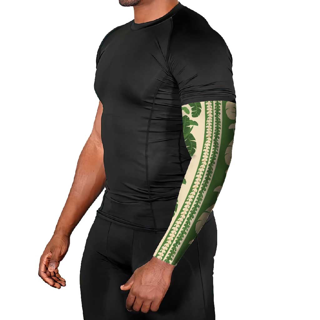 Hawaii Pua Kenikeni Lei Arm Sleeves With Lau Maia Green