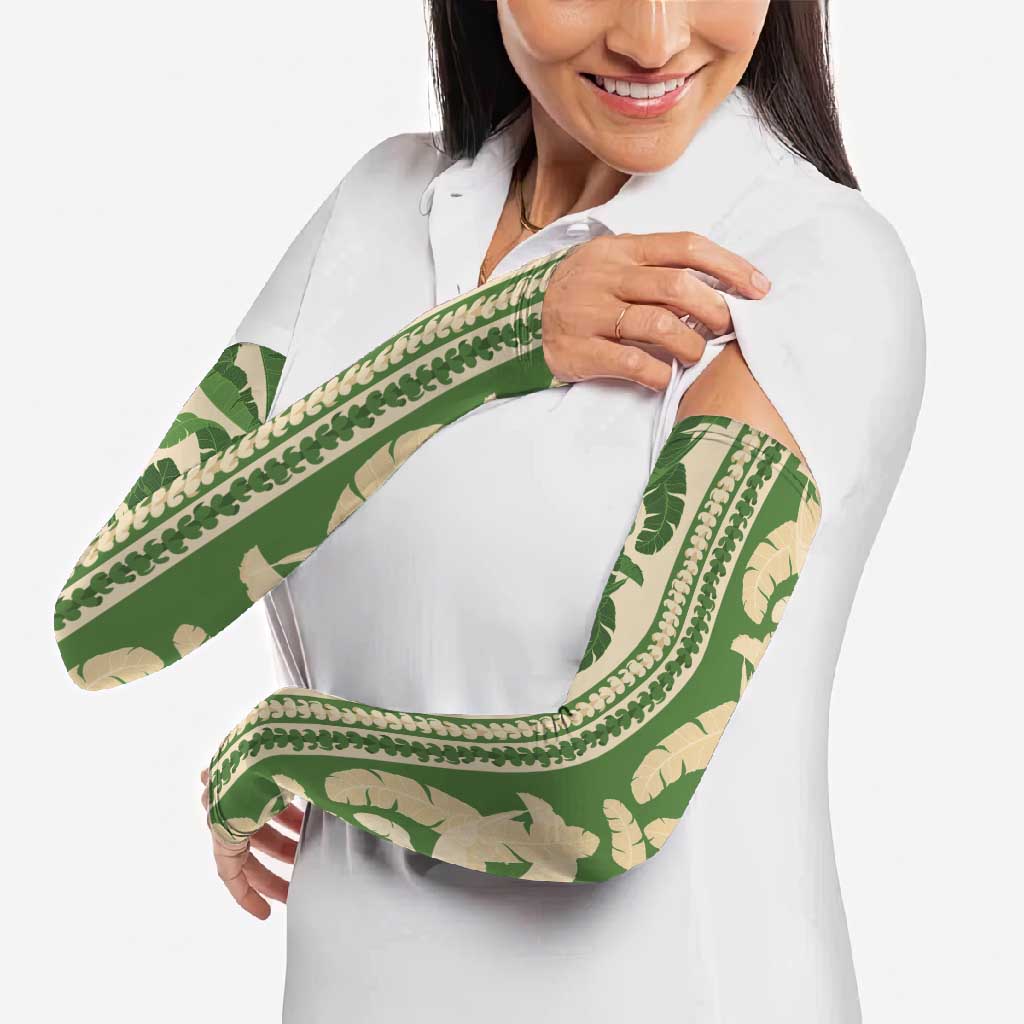 Hawaii Pua Kenikeni Lei Arm Sleeves With Lau Maia Green
