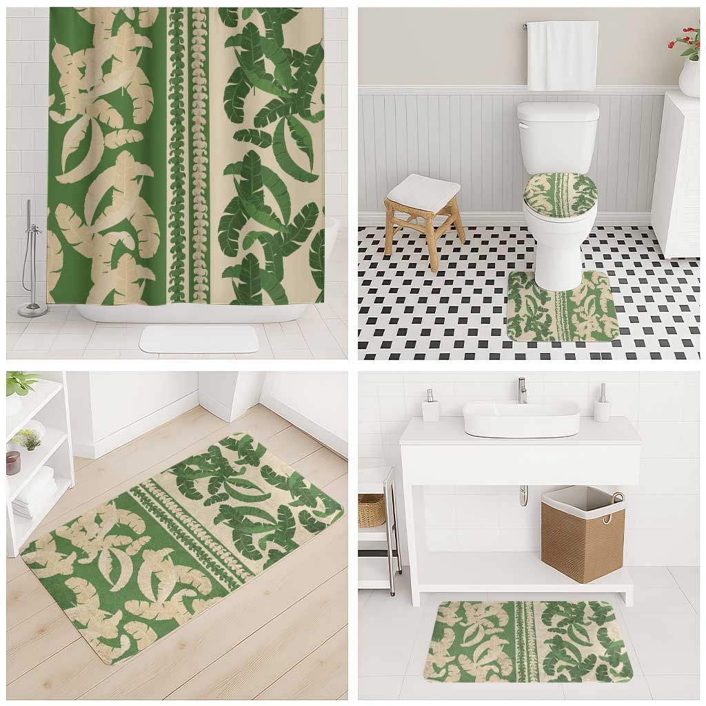 Hawaii Pua Kenikeni Lei Bathroom Set With Lau Maia Green