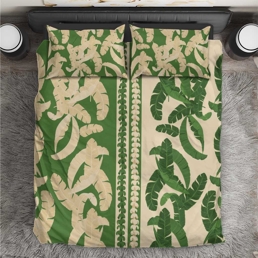 Hawaii Pua Kenikeni Lei Bedding Set With Lau Maia Green