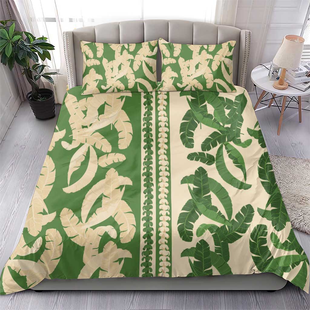 Hawaii Pua Kenikeni Lei Bedding Set With Lau Maia Green