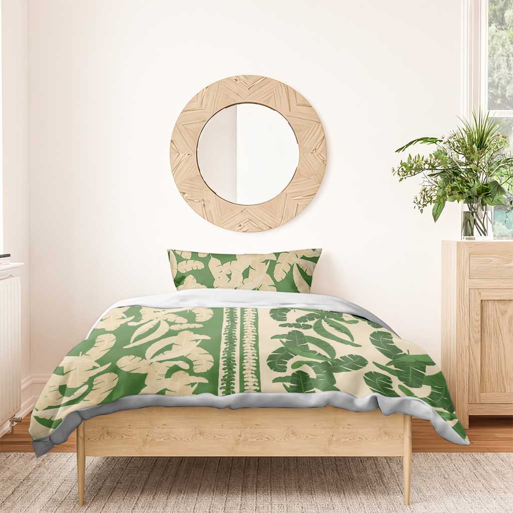 Hawaii Pua Kenikeni Lei Bedding Set With Lau Maia Green