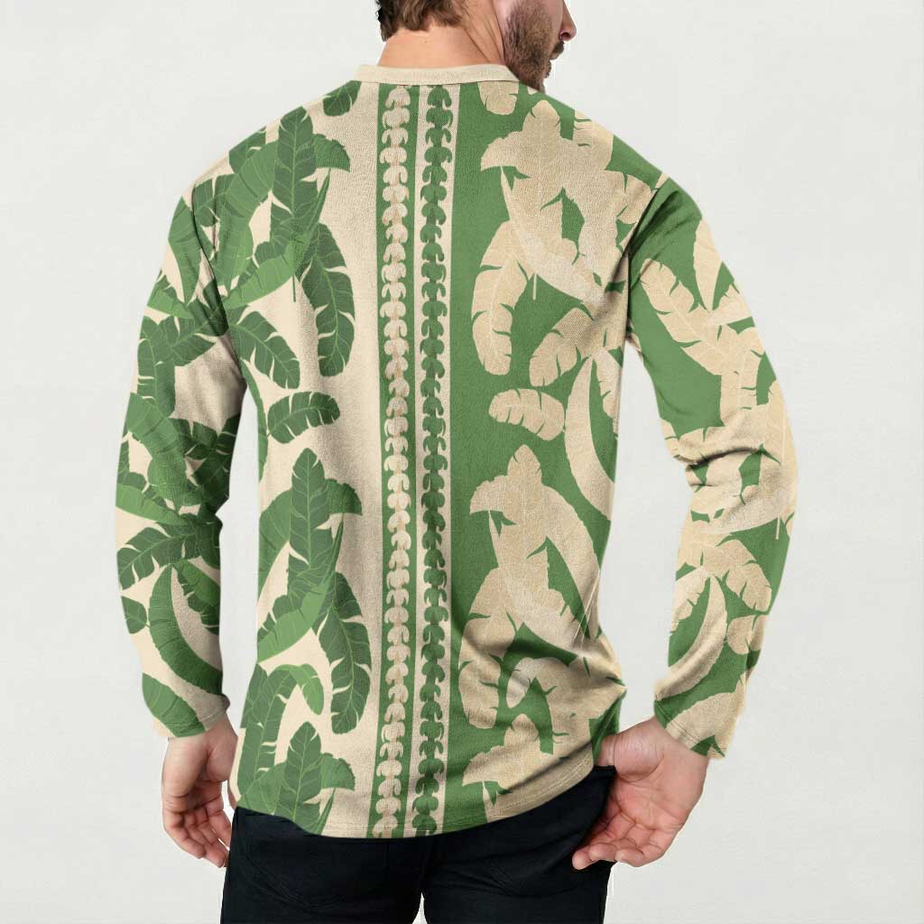 Hawaii Pua Kenikeni Lei Button Sweatshirt With Lau Maia Green