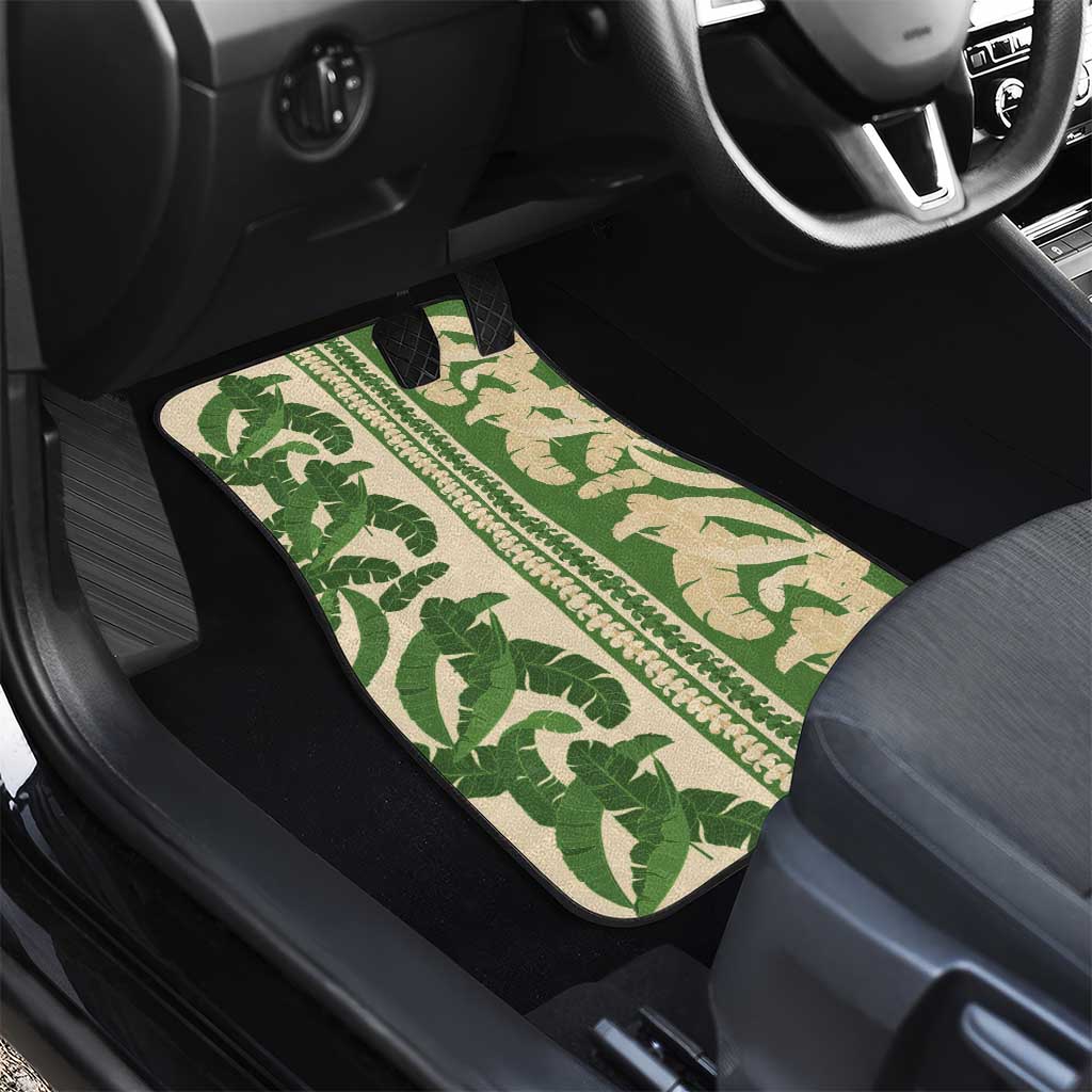 Hawaii Pua Kenikeni Lei Car Mats With Lau Maia Green