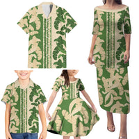 Hawaii Pua Kenikeni Lei Family Matching Puletasi and Hawaiian Shirt With Lau Maia Green LT05 - Polynesian Pride