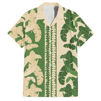 Hawaii Pua Kenikeni Lei Family Matching Puletasi and Hawaiian Shirt With Lau Maia Green LT05 Dad's Shirt - Short Sleeve Green - Polynesian Pride