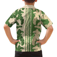 Hawaii Pua Kenikeni Lei Kid Hawaiian Shirt With Lau Maia Green