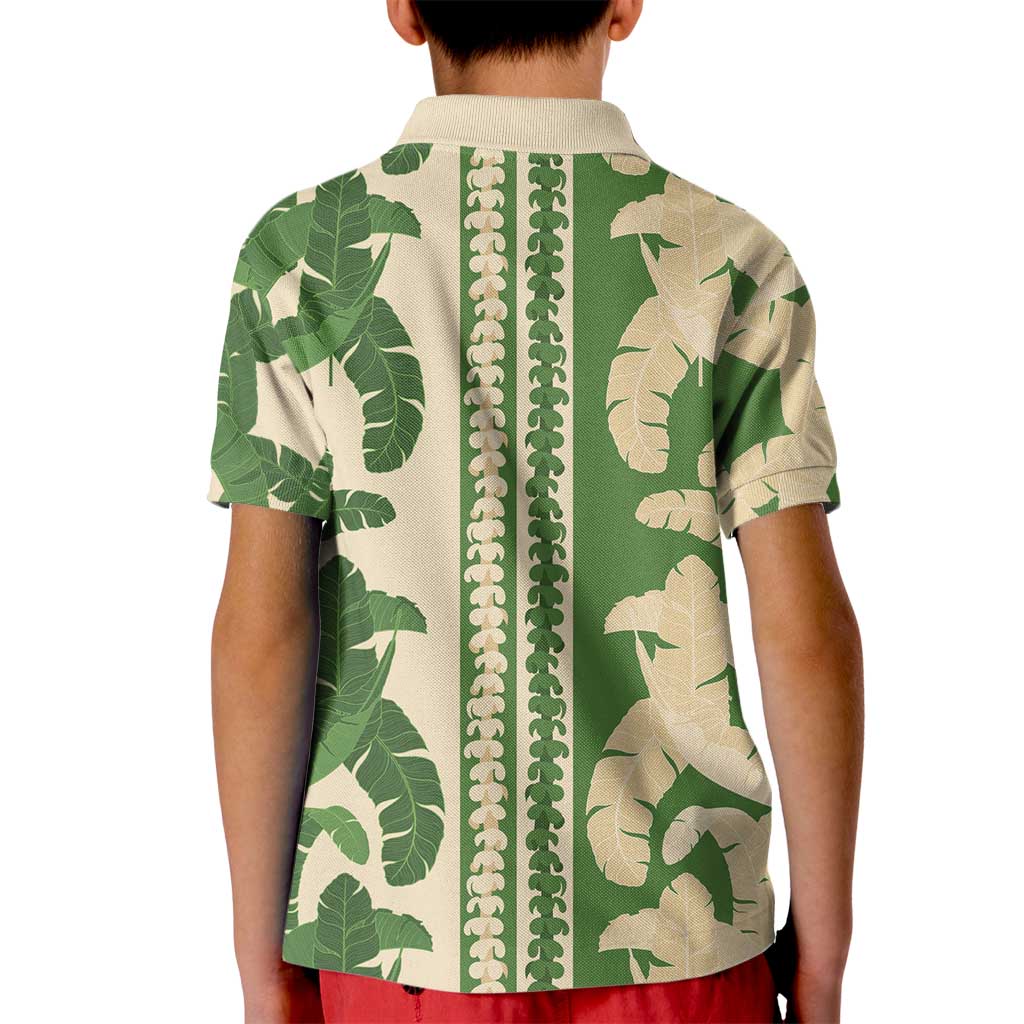 Hawaii Pua Kenikeni Lei Kid Polo Shirt With Lau Maia Green