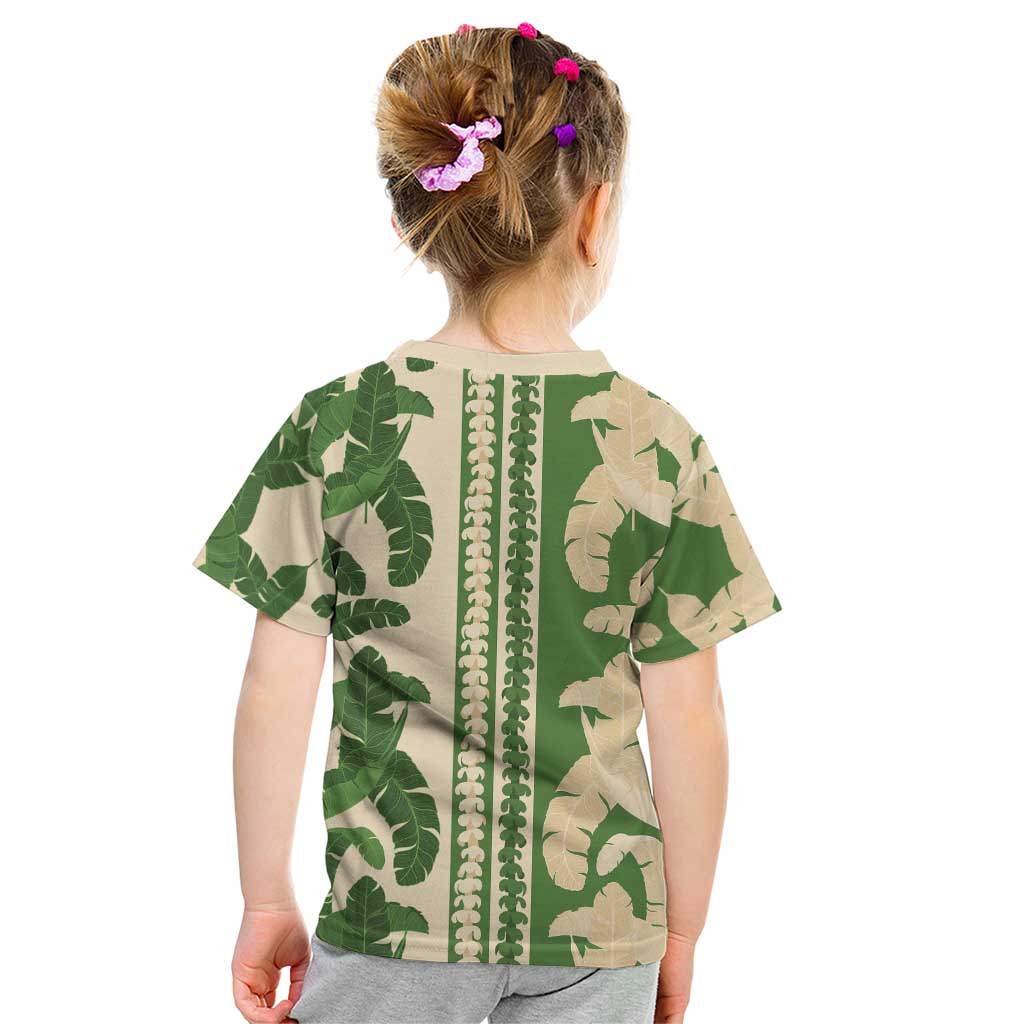 Hawaii Pua Kenikeni Lei Kid T Shirt With Lau Maia Green