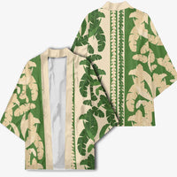Hawaii Pua Kenikeni Lei Kimono With Lau Maia Green