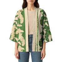 Hawaii Pua Kenikeni Lei Kimono With Lau Maia Green