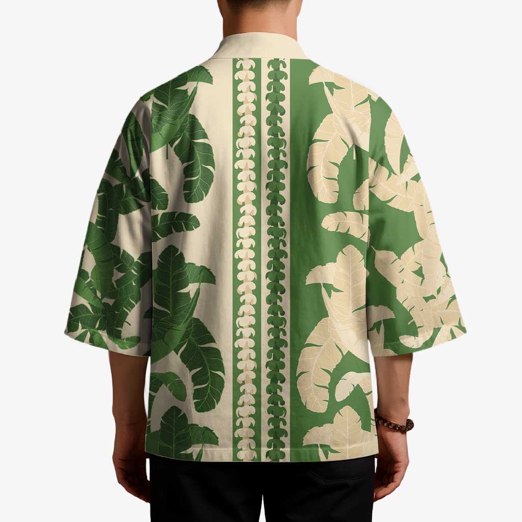 Hawaii Pua Kenikeni Lei Kimono With Lau Maia Green