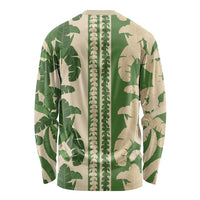 Hawaii Pua Kenikeni Lei Long Sleeve Shirt With Lau Maia Green