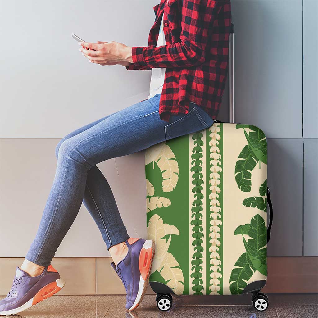 Hawaii Pua Kenikeni Lei Luggage Cover With Lau Maia Green