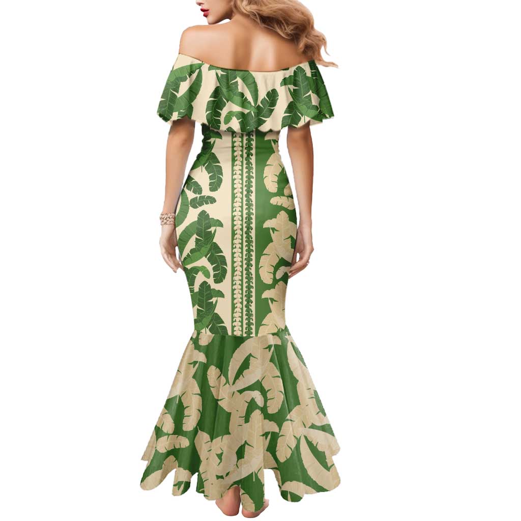 Hawaii Pua Kenikeni Lei Mermaid Dress With Lau Maia Green LT05 - Polynesian Pride