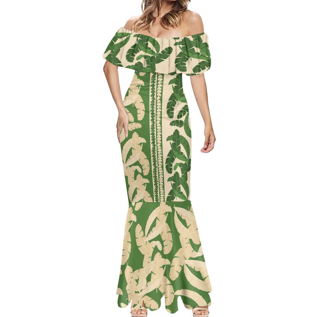 Hawaii Pua Kenikeni Lei Mermaid Dress With Lau Maia Green LT05 - Polynesian Pride
